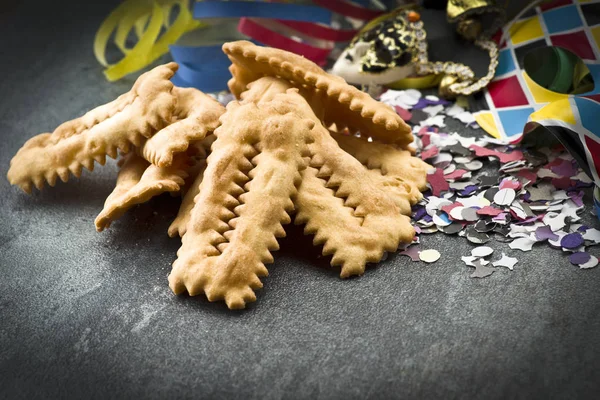 Gâteau Italien Typique Chiacchere Pour Fête Carnaval — Photo