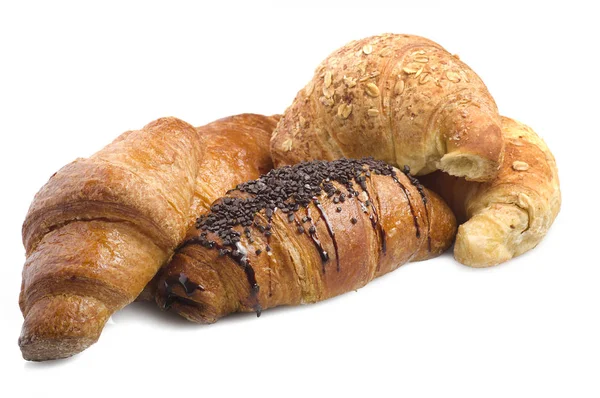 Různé Typy Croissanty Bílém Pozadí — Stock fotografie
