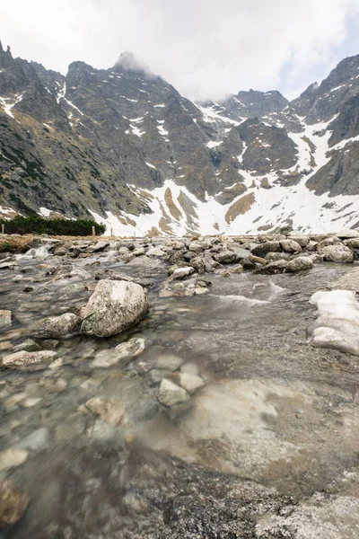 Vista Del Lago Las Montañas Parque Nacional Tatra Polonia — Foto de Stock