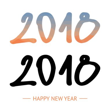 Mutlu yeni yıl 2018 metin tasarım vektör çizim. Lowpoly numarası. El yazı çekilmiş.