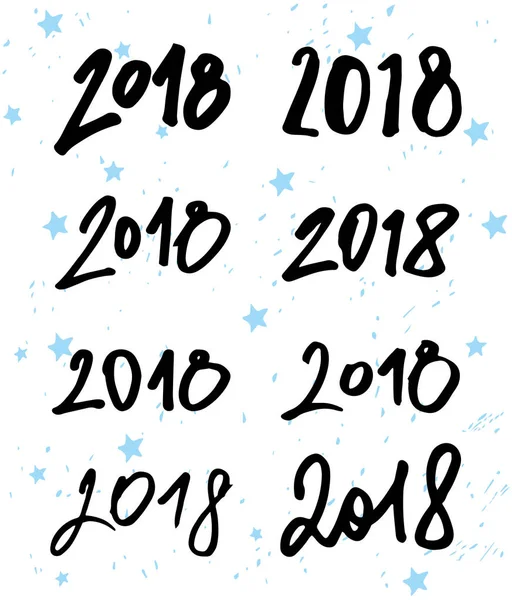 2018 休日はベクトル イラストです。新年の書道。手描きのレタリング. — ストックベクタ