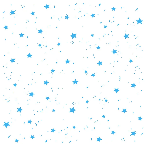 Handgefertigte blaue Sterne Schneevektor Muster. Frohes neues Jahr und Weihnachtsfeiertage Hintergrund Banner. — Stockvektor