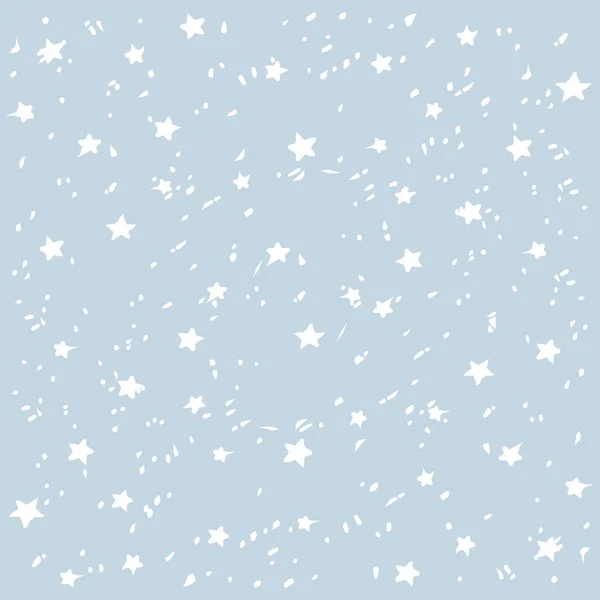 Handgefertigte Sterne Schneevektor Muster. Frohes neues Jahr und Weihnachtsfeiertage blauer Hintergrund Banner. — Stockvektor