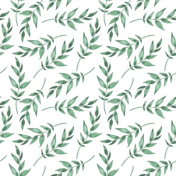 Безшовний візерунок зелені дерева. Зелене листя на білому тлі. — стокове фото