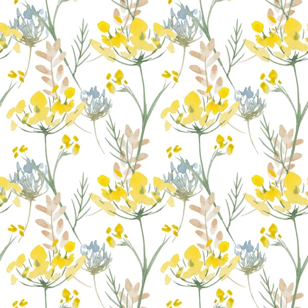 Seamless pattern. Yellow wildflowers. Background banner.