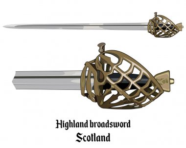 İskoç Highland backsword bir kabzası taş sepetleri