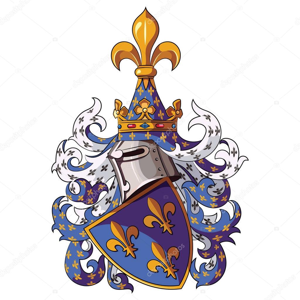 Knightly coat of arms. Medieval knight heraldry