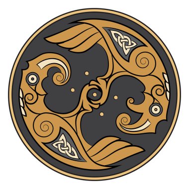 Tanrı Odin İskandinavya tarzı iki Kuzgunlar. Huginn ve Muninn