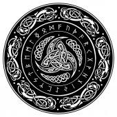 Trojitá Odin Horn zdobené skandinávské ornamenty a runy