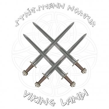 Dört İskandinav desen arka planda Vikingler kılıç ve İzlandaca runes yazıt geçti