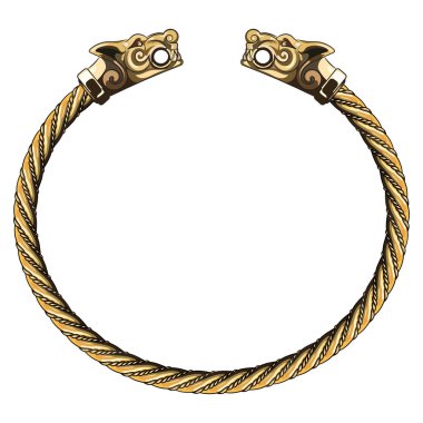 Kurt başlı bronz Viking bilezik