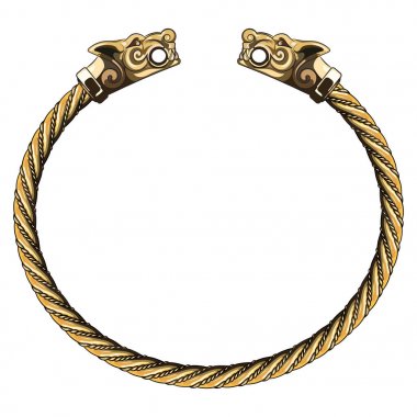 Bronze Viking bracelet with wolf heads