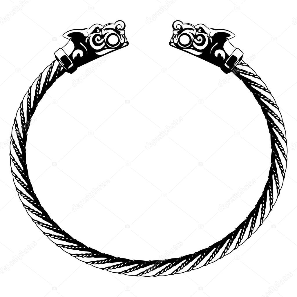 Viking bracelet with wolf heads