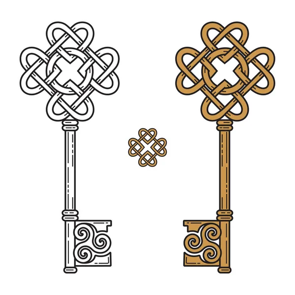 Key in the Celtic style. Sign of wisdom — Stock Vector