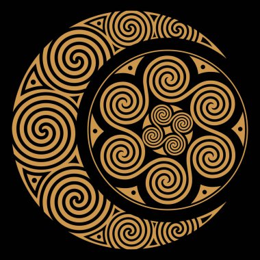 Spiral Celtic Moon and Celtc Sun clipart