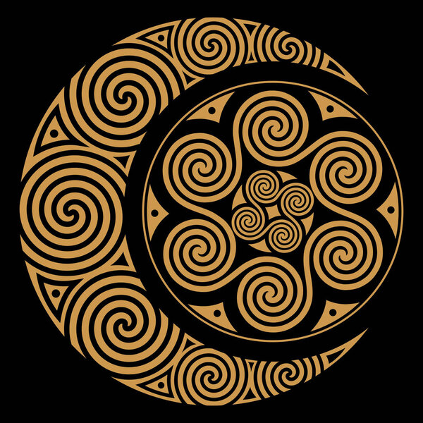 Spiral Celtic Moon and Celtc Sun