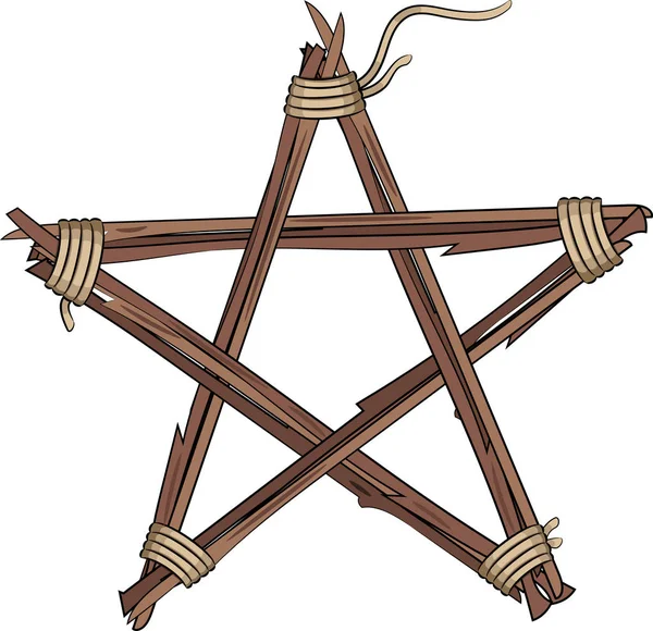 Pentagrama hecho de ramitas — Vector de stock
