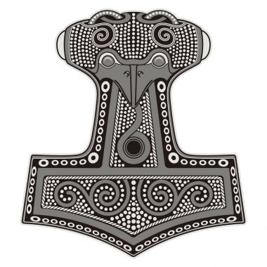 Thor's hammer - Mjollnir and the Scandinavian ornament clipart