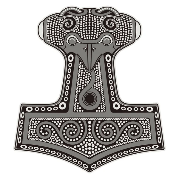 Thor's hammer - Mjollnir and the Scandinavian ornament — Stock Vector