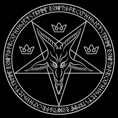 The pentagram, the sign of Lucifer. The head of a horned Goat in a pentagram. Sigil of Baphomet