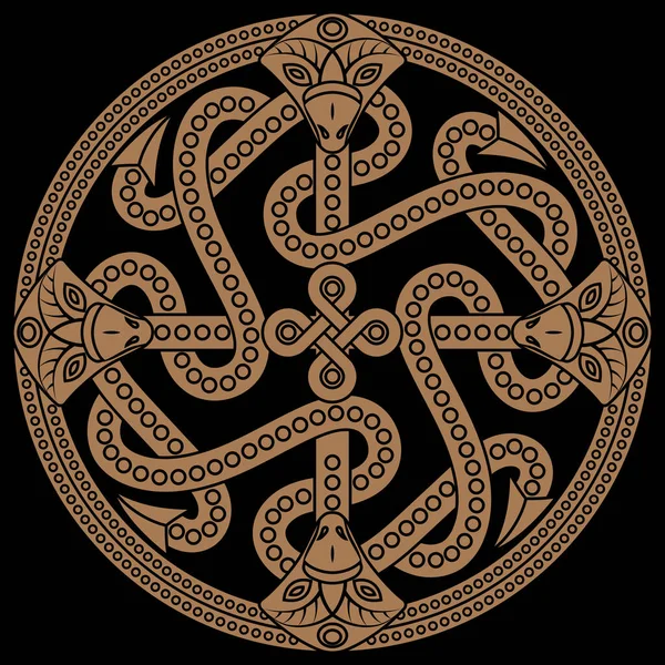 Antico Drago Decorativo Stile Celtico Illustrazione Scandinava Isolato Nero Illustrazione — Vettoriale Stock