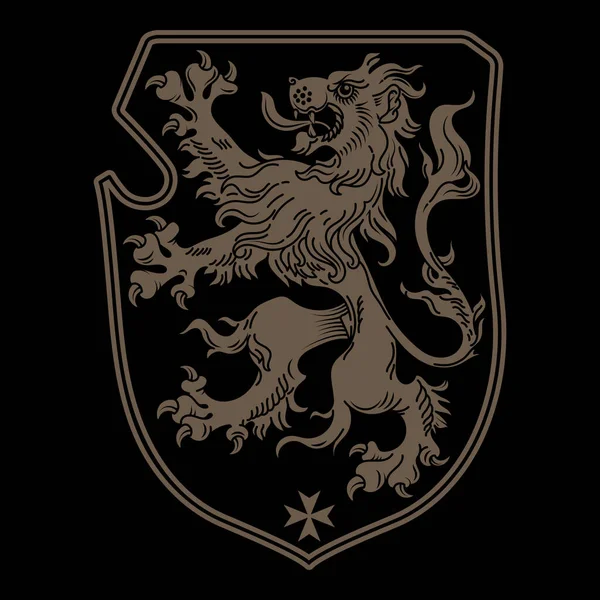 Caballero Vintage Emblema Heráldico Real Escudo Armas Heráldico Medieval León — Vector de stock