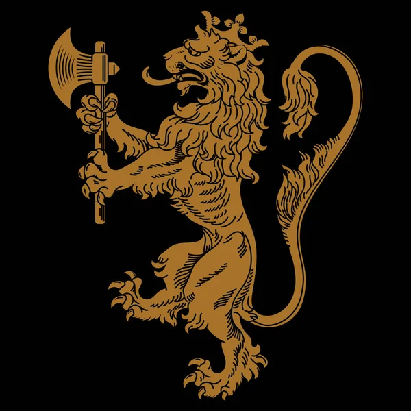 Escudo Armas Heráldico Medieval León Heráldico Silueta León Heráldico León — Vector de stock