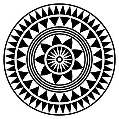 Polinezya dövme tasarımı. Beyaz üzerine izole edilmiş antik Polinezya yerli süsü, vektör illüstrasyonu