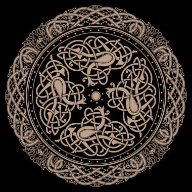 Eski Kelt mitolojik kuş sembolü. Kelt düğümü süsü