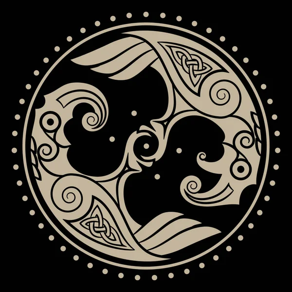 Две черные вороны, иллюстрация скандинавской мифологии — стоковый вектор