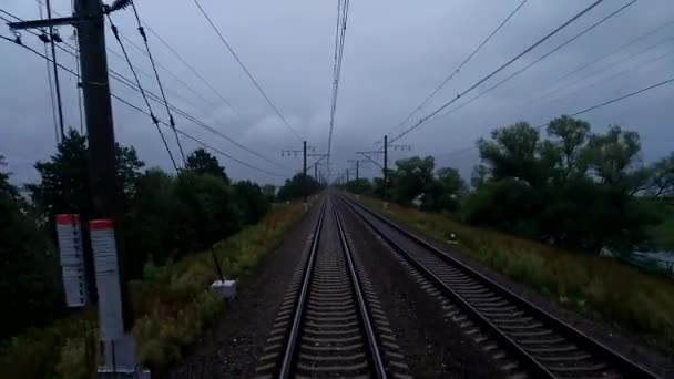 Järnvägen i vagn fönster pov timelapse — Stockvideo