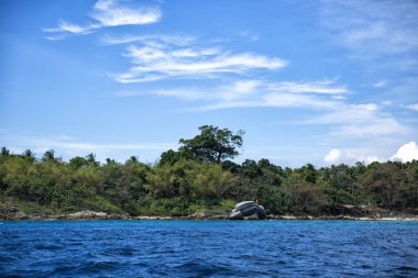tropikal mavi deniz ve ada taş