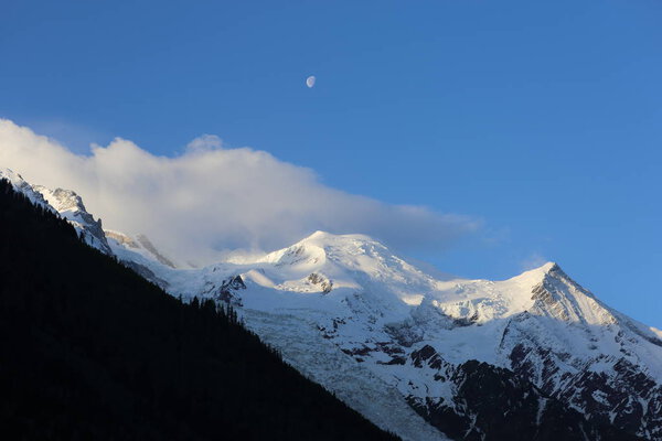 view of an alpine mountain landscape near Mont Blanc, Chamonix, Switzerland