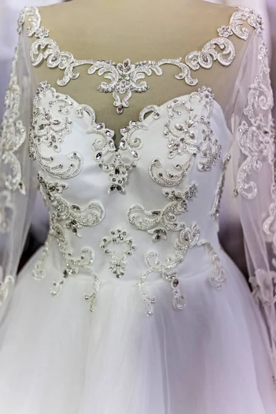 Λεπτομέρεια από ένα γαμήλιο φόρεμα — Φωτογραφία Αρχείου