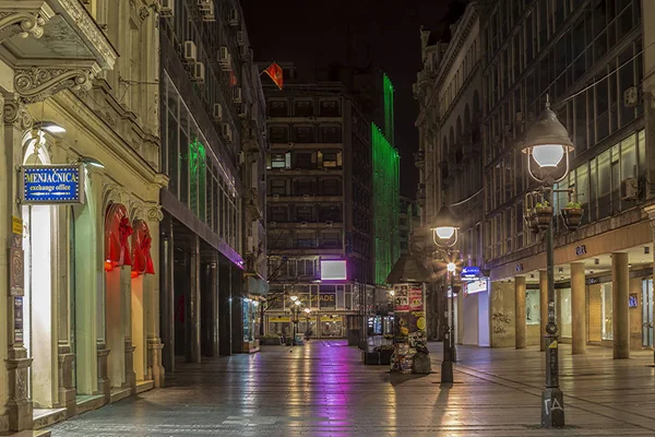 Belgrade, Knez Mihailova street at night — Stock Photo, Image