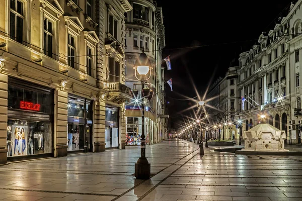 Belgrade, Knez Mihailova street at night — Stock Photo, Image