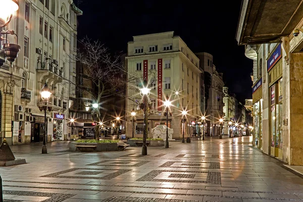 Belgrade, Knez Mihailova street at night — Stock Photo, Image