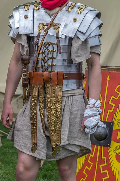 Detail of the costume of a Roman soldier — Stock Photo, Image