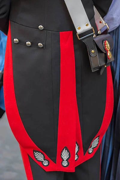 Detalhe de um uniforme de protocolo de um soldado italiano — Fotografia de Stock