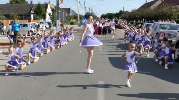 Parade of small cheerleading 2 — Stock Video