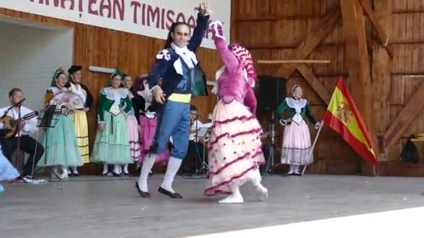 Timisoara Romania Julio 2017 Bailarines España Traje Tradicional Actúan Festival — Vídeos de Stock