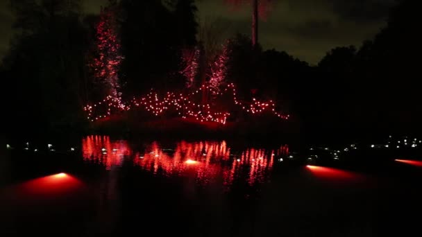 Londýn Listopadu 2017 Královská Kew Gardens Zdobené Osvětlené Noci Různými — Stock video