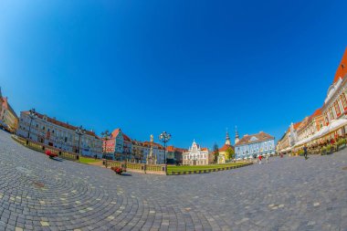 Timisoara, Romanya Birliği Meydanı'nda bir bölümünün görünümünü