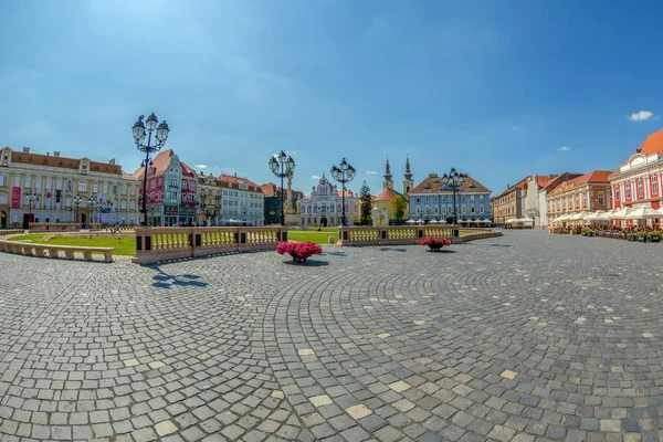 Vista de una parte en Union Square en Timisoara, Rumania — Foto de Stock