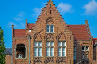 Bruges, Belçika'da yerleştirilen bir eski bina cephe detay