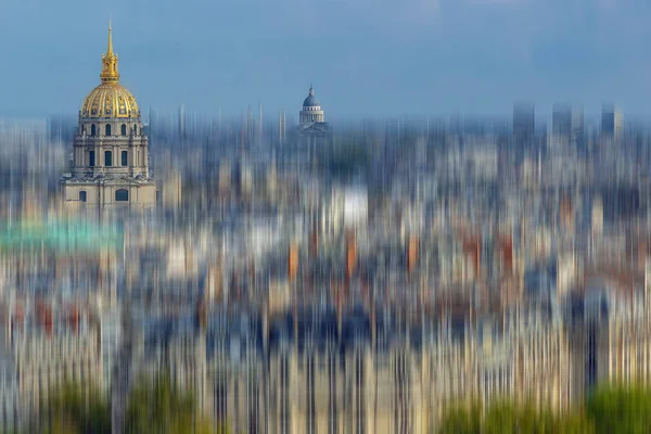 Aerial view of Dome des Invalids, Paris, France, with motion blu — Stock Photo, Image