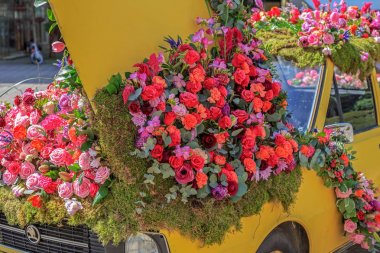 Timisoara, Romanya eski bir araba güzel çiçek dekorasyon