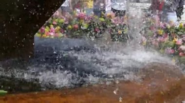 Timisoara, Romanya - 27 Nisan 2018: Güzel eski çeşme Belediye tarafından düzenlenen 