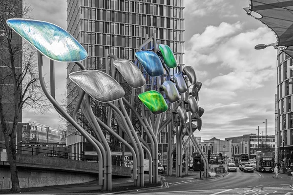 Futuristic signs outside Westfield mall in Stratford, London — Stock Photo, Image