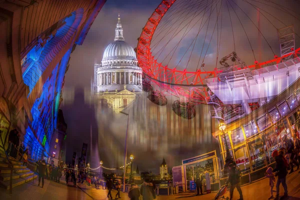 Moltiplica l'esposizione con St. Paul's Cathedral, County Hall e Lon — Foto Stock